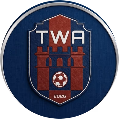 The TWA FC club crest — a castle on a shield, ringed in silver